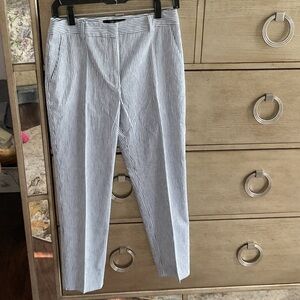 MaxMara Blue and White Striped Cropped SigarettecPants; size 6